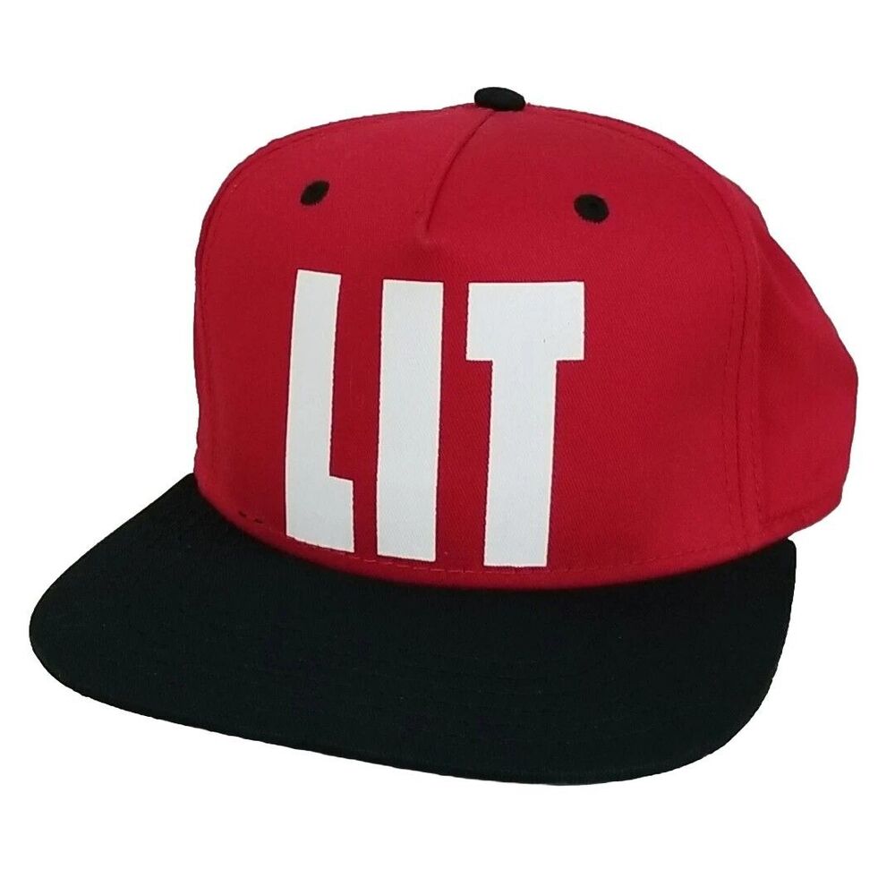 Street Crownz "LIT" Mens Baseball Cap Hat Snapback Red And Black Flat Bill
